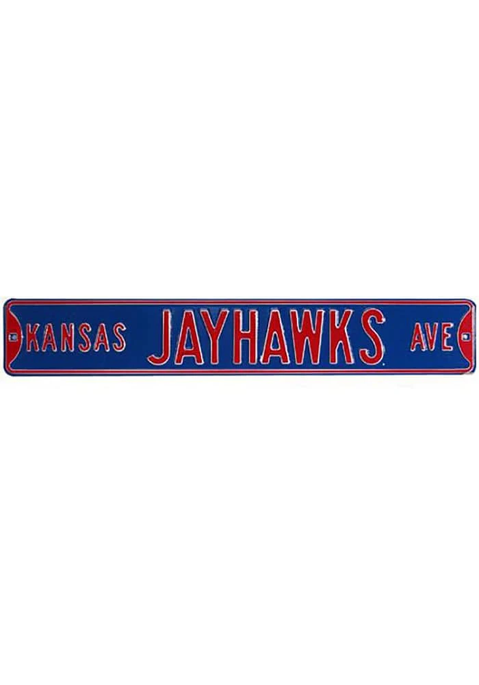 Kansas Jayhawks Blue Metal Street Sign - Blue
