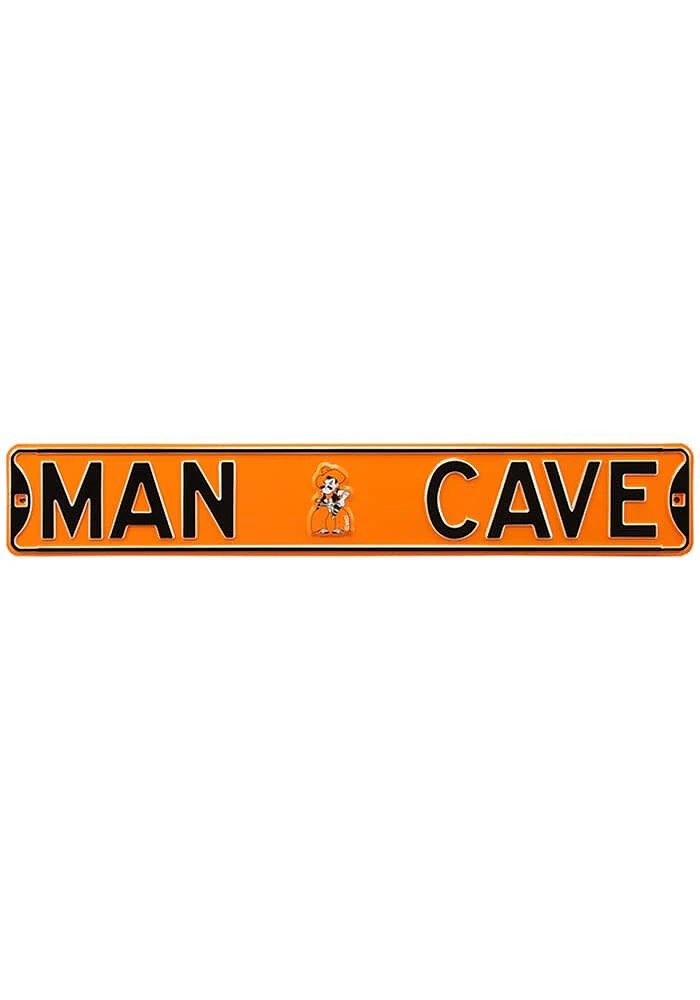 Oklahoma State Cowboys 6x36 Man Cave Street Sign - Orange
