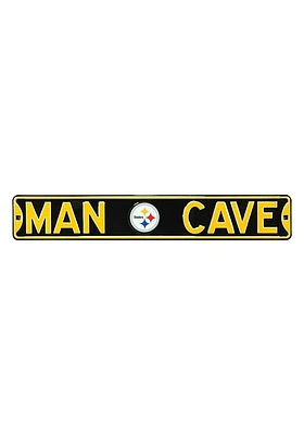 Pittsburgh Steelers 6x36 Man Cave Street Sign - Black