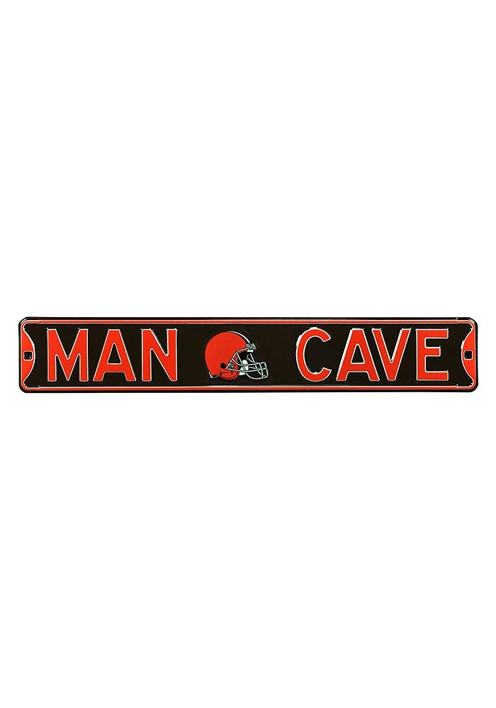 Cleveland Browns 6x36 Man Cave Street Sign - Brown
