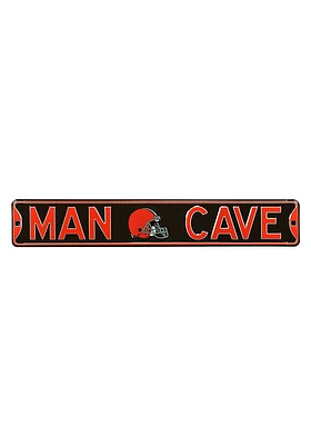 Cleveland Browns 6x36 Man Cave Street Sign - Brown