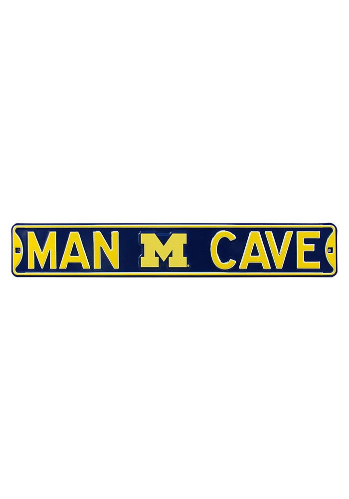 Michigan Wolverines 6x36 Man Cave Street Sign - Blue