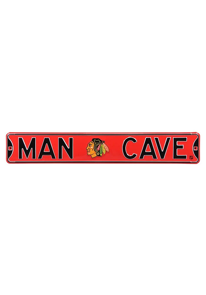 Chicago Blackhawks 6x36 Man Cave Street Sign - Red