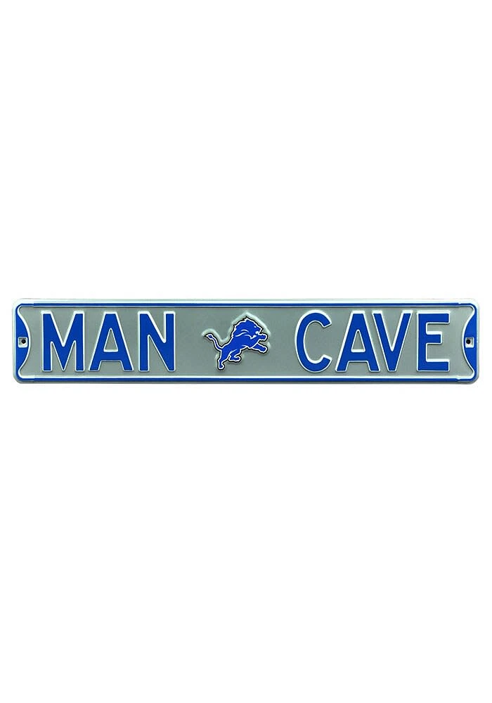 Detroit Lions 6x36 Man Cave Street Sign - Grey