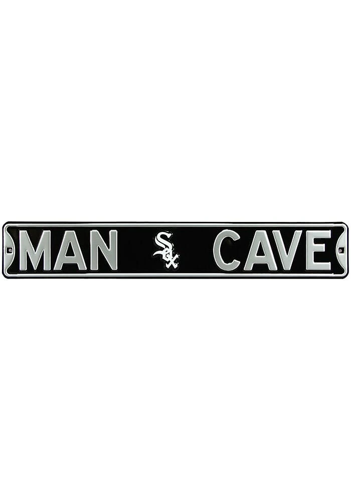 Chicago White Sox 6x36 Man Cave Street Sign - Black