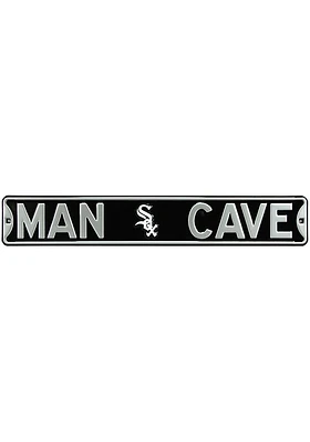Chicago White Sox 6x36 Man Cave Street Sign - Black