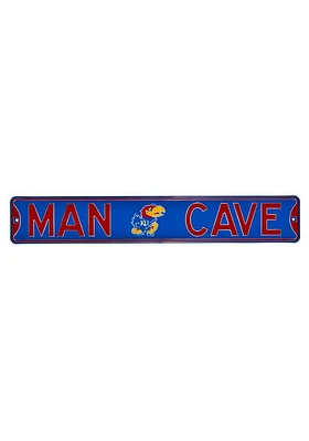 Kansas Jayhawks Man Cave Street Sign - Blue