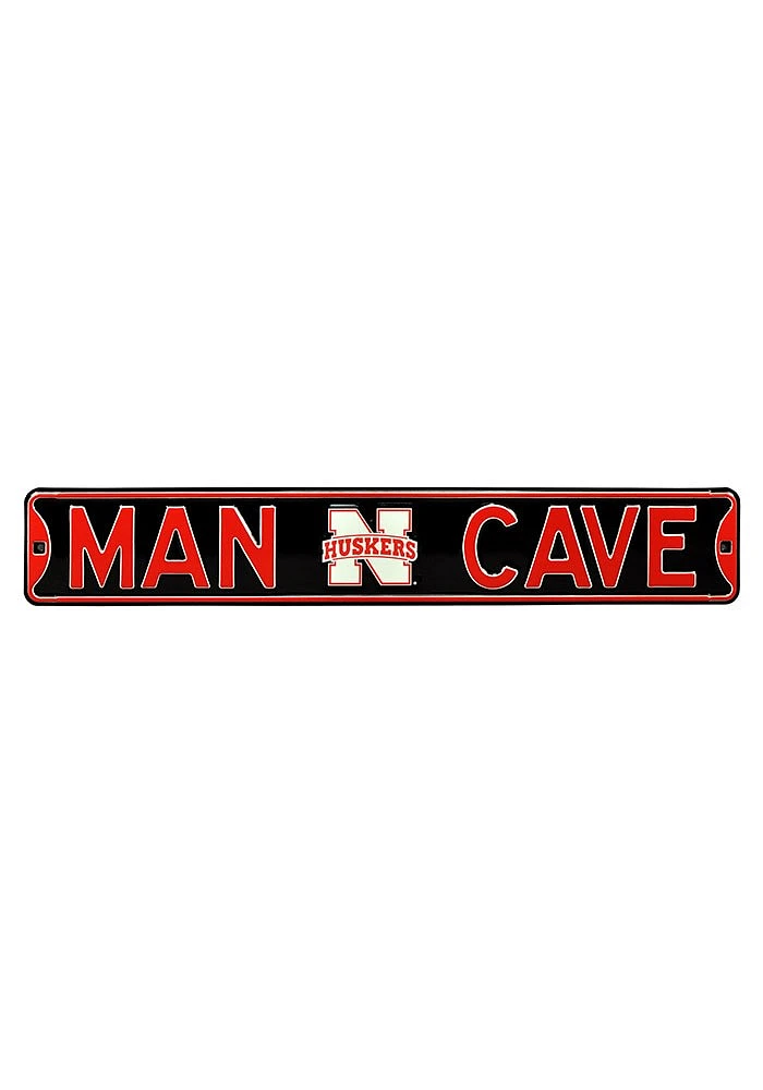 Nebraska Cornhuskers 6x36 Man Cave Street Sign - Black
