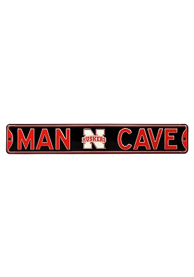 Nebraska Cornhuskers 6x36 Man Cave Street Sign - Black