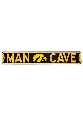 Iowa Hawkeyes 6x36 Man Cave Street Sign - Black