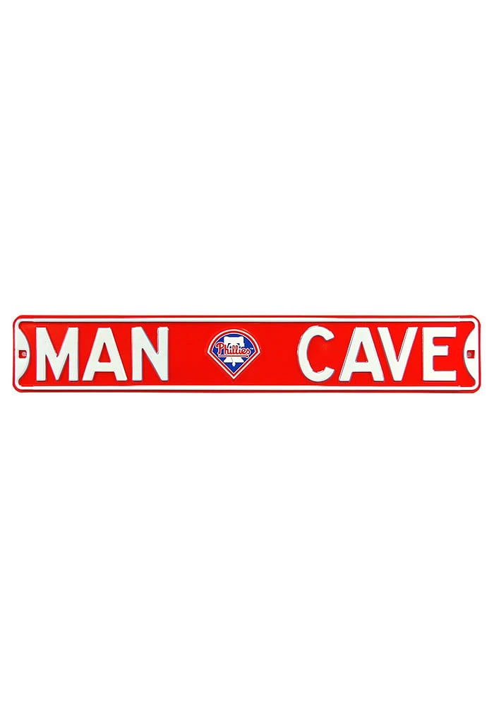 Philadelphia Phillies 6x36 Man Cave Street Sign - Red