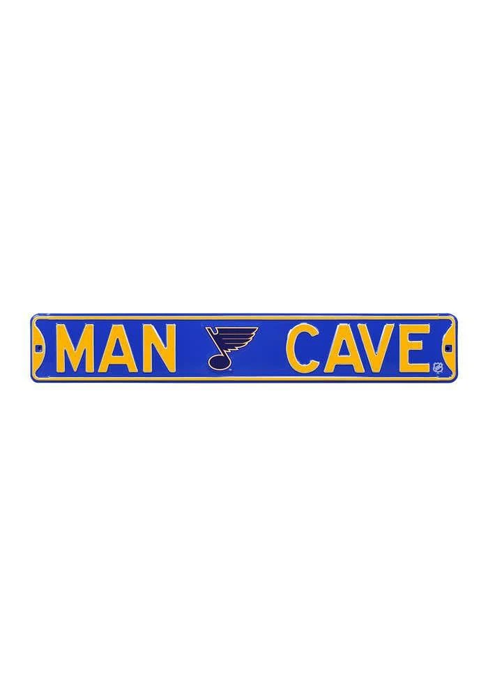 St Louis Blues 6x36 Man Cave Street Sign - Grey