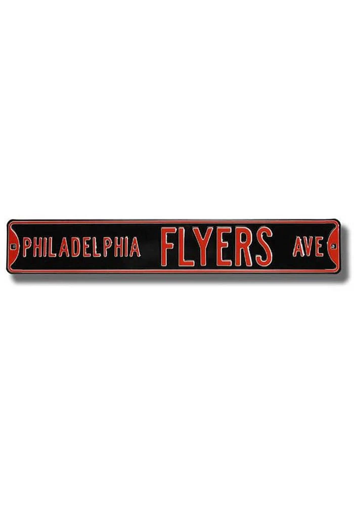 Philadelphia Flyers Black Street Sign - Orange