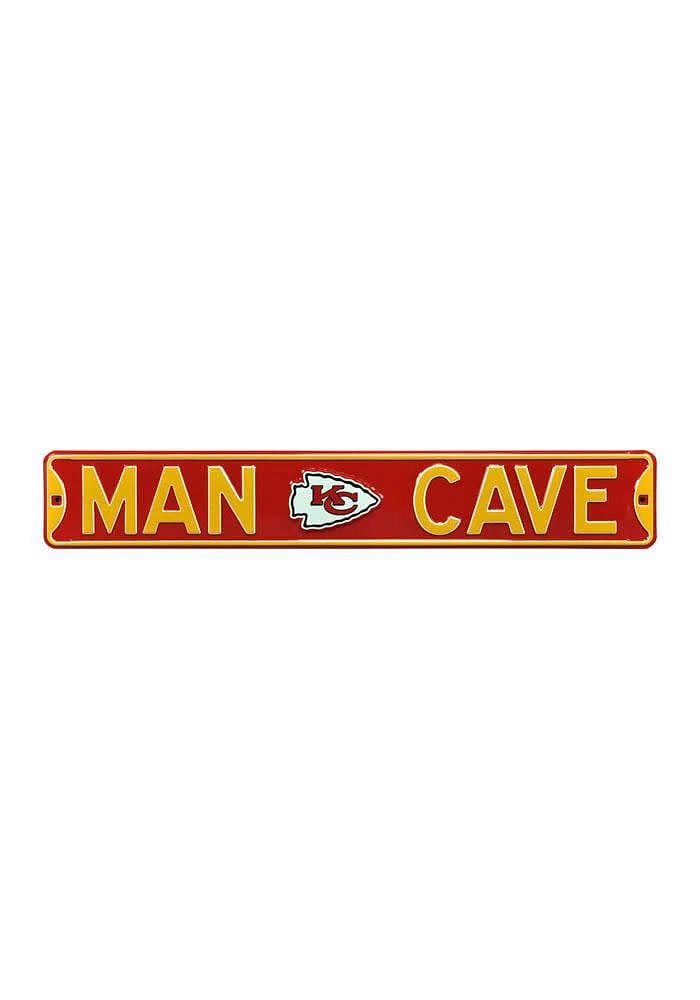 Kansas City Chiefs 6x36 Man Cave Street Sign - Red
