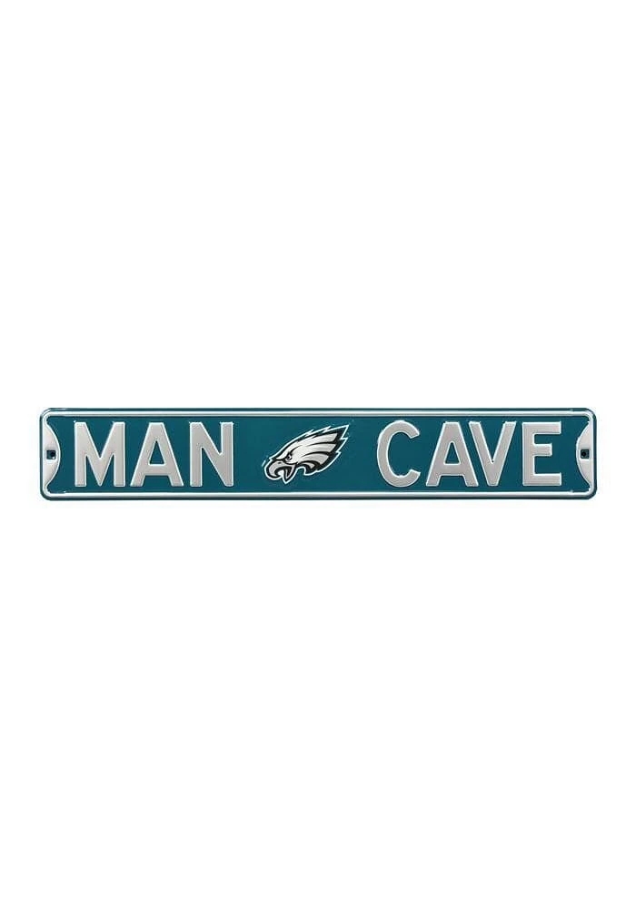 Philadelphia Eagles 6x36 Man Cave Street Sign - Midnight Green