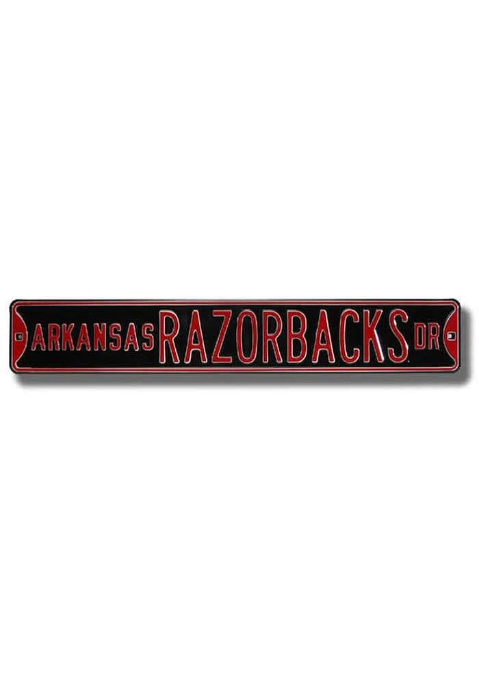 Arkansas Razorbacks Black Street Sign - Red