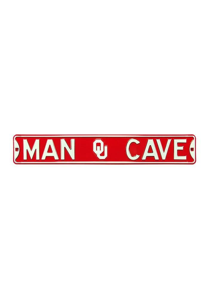 Oklahoma Sooners 6x36 Man Cave Street Sign - Crimson
