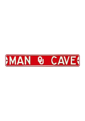 Oklahoma Sooners 6x36 Man Cave Street Sign - Crimson