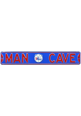 Philadelphia 76ers 6x36 Man Cave Street Sign - Black