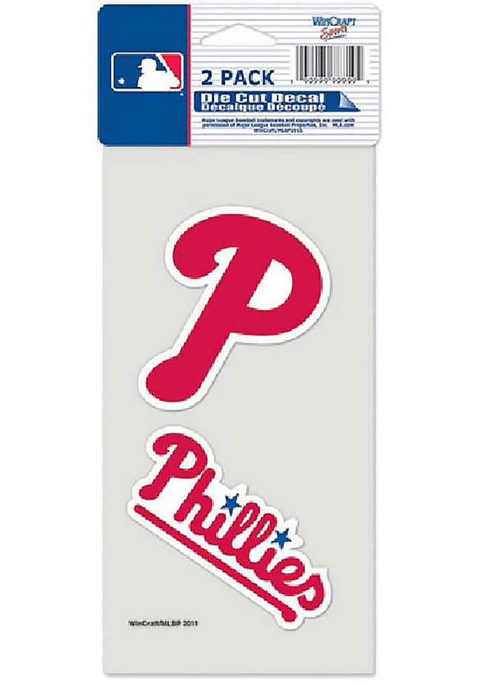 Philadelphia Phillies 2-Pack 4x4 Perfect Cut Auto Decal - Red
