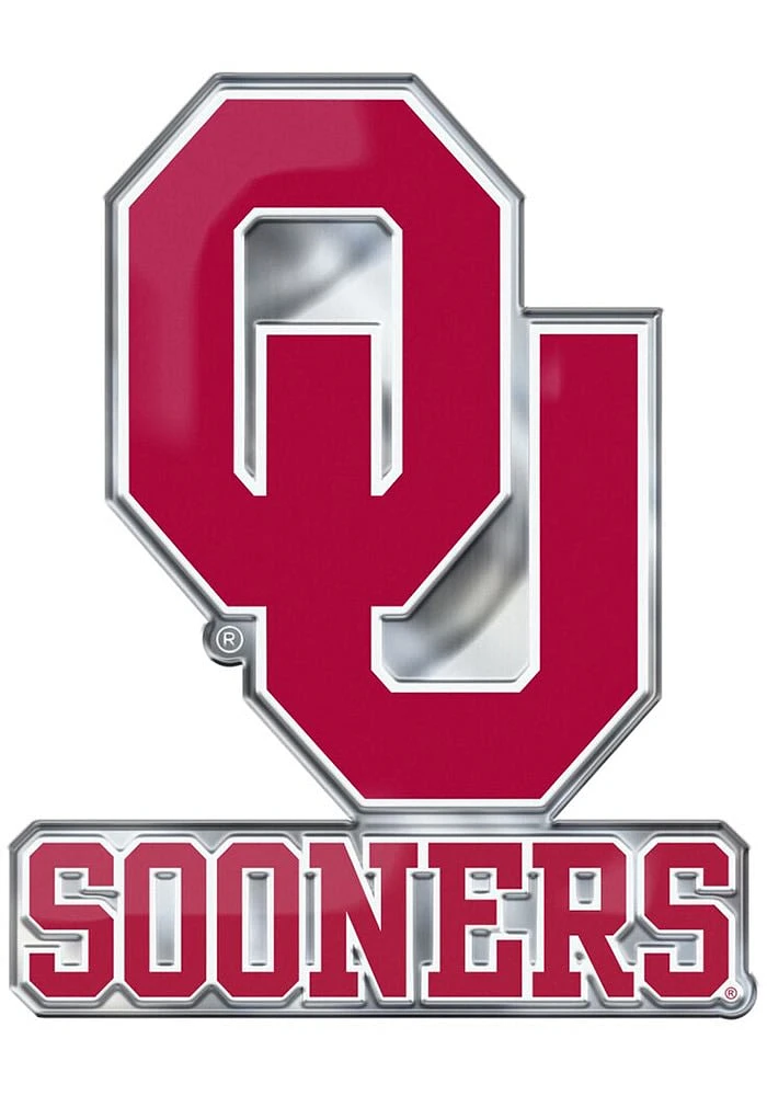 Sports Licensing Solutions Oklahoma Sooners Aluminum Car Emblem - Crimson