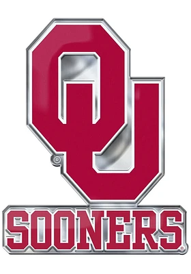 Sports Licensing Solutions Oklahoma Sooners Aluminum Car Emblem - Crimson