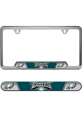 Philadelphia Eagles Universal Fit Metal License Plate Frame - Silver
