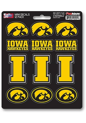 Sports Licensing Solutions Iowa Hawkeyes 12 Pack Mini Auto Decal - Black