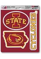 Sports Licensing Solutions Iowa State Cyclones 5x7.5 3D 3 Pack Auto Decal - Red