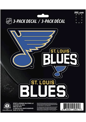 Sports Licensing Solutions St Louis Blues 3 Pack Team Logo Auto Decal - Blue