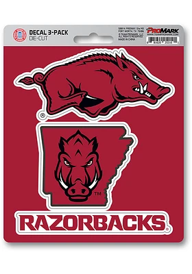Sports Licensing Solutions Arkansas Razorbacks 5x7 inch 3 Pack Die Cut Design Auto Decal - Red