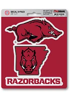 Sports Licensing Solutions Arkansas Razorbacks 5x7 inch 3 Pack Die Cut Design Auto Decal - Red