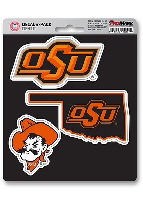 Sports Licensing Solutions Oklahoma State Cowboys 5x7 inch 3 Pack Die Cut Auto Decal - Orange