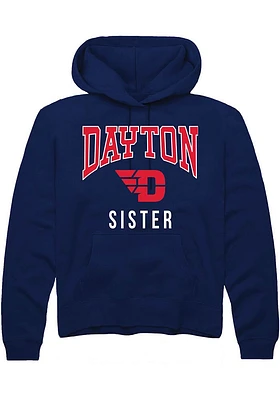 Rally Dayton Flyers Mens Navy Blue Sister Long Sleeve Hoodie