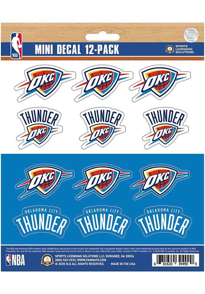 Sports Licensing Solutions Oklahoma City Thunder 12 pk Mini Auto Decal - Blue