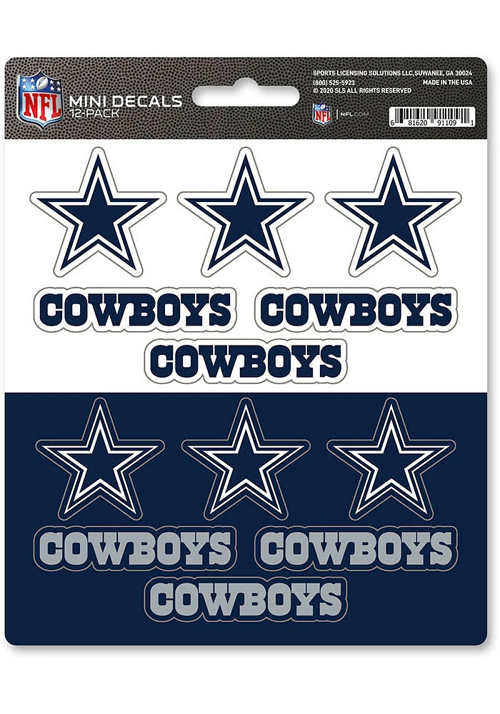 Sports Licensing Solutions Dallas Cowboys 12 pk Mini Auto Decal - Navy Blue