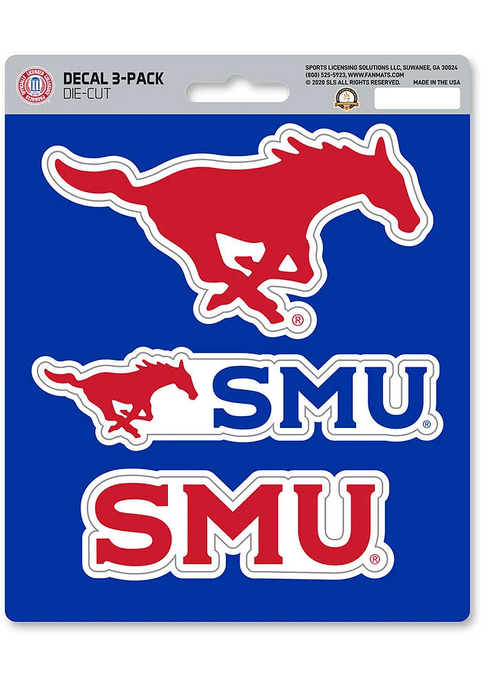 Sports Licensing Solutions SMU Mustangs 3 pk Auto Decal - Red