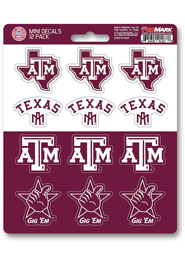 Sports Licensing Solutions Texas A&M Aggies 12 pk Mini Auto Decal - Maroon