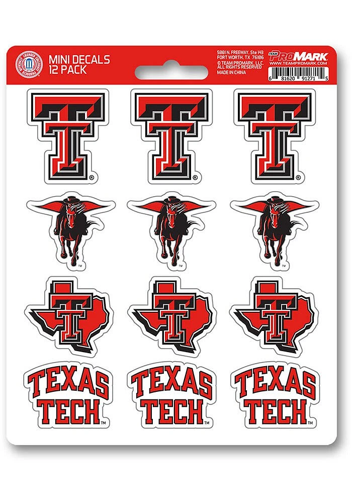 Sports Licensing Solutions Texas Tech Red Raiders 12 pk Mini Auto Decal - Red