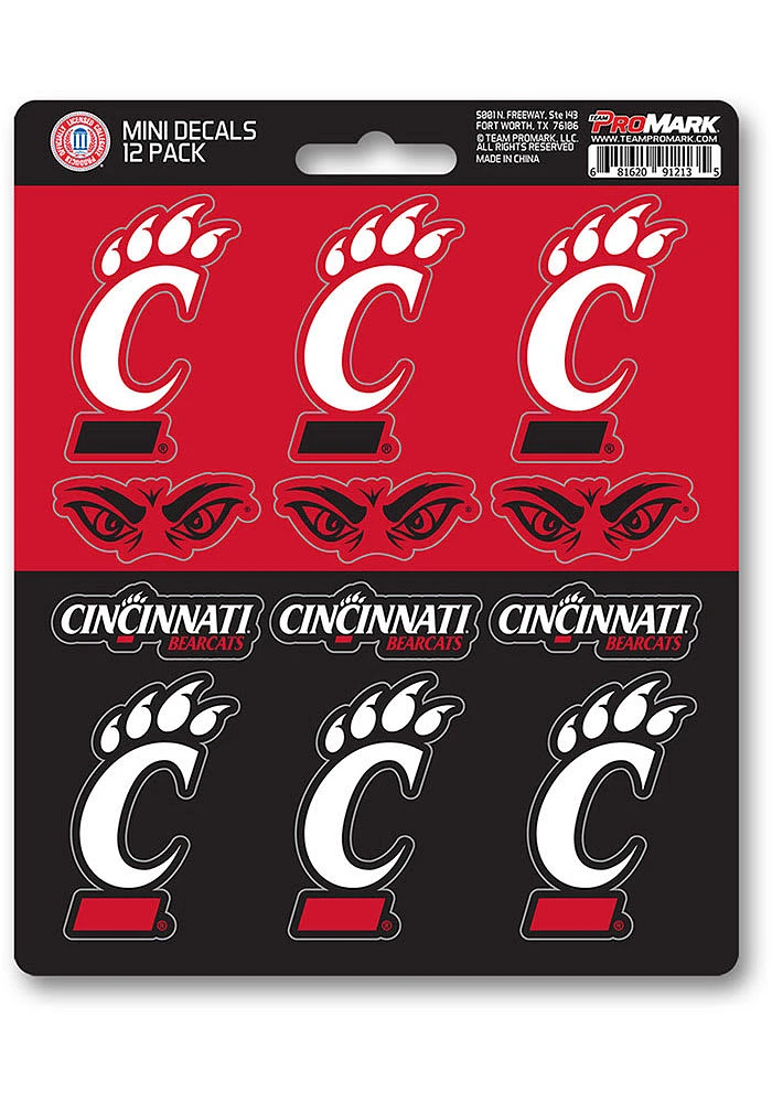 Sports Licensing Solutions Cincinnati Bearcats 12 pk Mini Auto Decal - Red