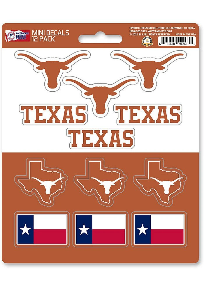 Sports Licensing Solutions Texas Longhorns 12 pk Mini Auto Decal - Burnt Orange