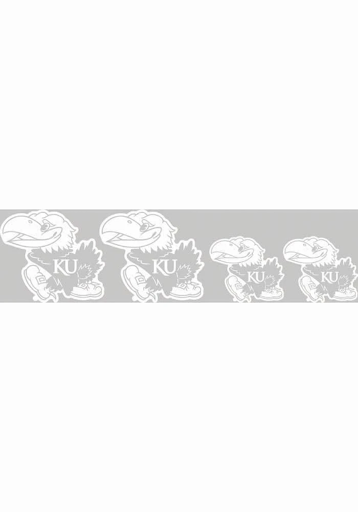 Kansas Jayhawks 3x10 White Descending Jayhawks Auto Decal - White