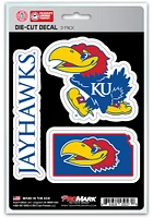 Sports Licensing Solutions Kansas Jayhawks 5x7 inch 3 Pack Die Cut Auto Decal - Blue