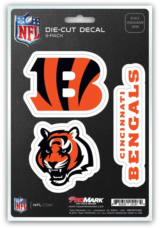 Sports Licensing Solutions Cincinnati Bengals 5x7 inch 3 Pack Die Cut Auto Decal - Orange