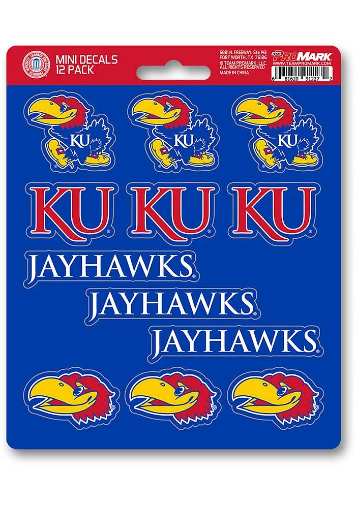 Sports Licensing Solutions Kansas Jayhawks 12pk Mini Auto Decal - Blue