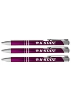 K-State Wildcats 3 Pack Ball Point Pen Set - Purple