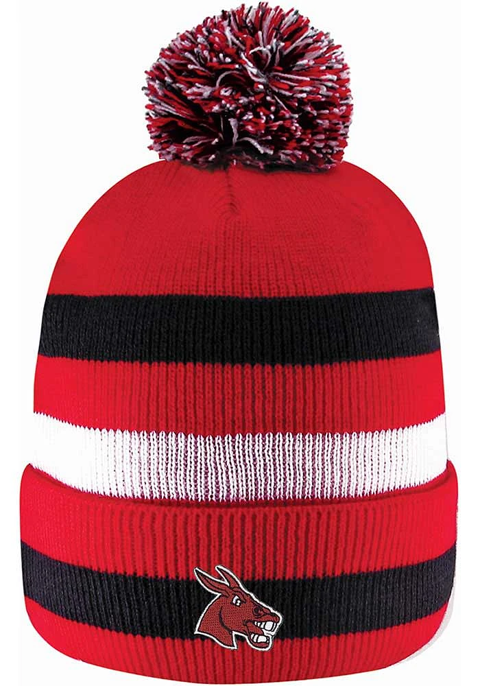 LogoFit Central Missouri Mules Black Primetime Striped Pom Mens Knit Hat