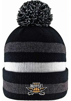 LogoFit Northern Kentucky Norse Black Primetime Striped Pom Mens Knit Hat
