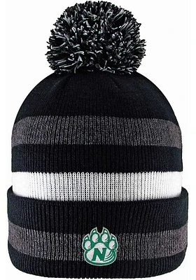 LogoFit Northwest Missouri State Bearcats Black Primetime Striped Pom Mens Knit Hat
