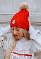 LogoFit Ohio State Buckeyes Red Alps Pom Womens Knit Hat